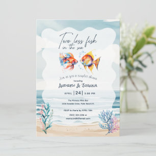 Invitation Deux Poissons de Moins Dans La Mer Fête de Fiançai