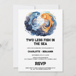 Invitation Deux Poissons de Moins Dans La Mer Fête de Fiançai