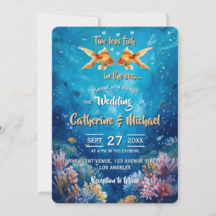 Invitation Deux Poissons de Moins Dans La Mer Mariage Sous-Ma