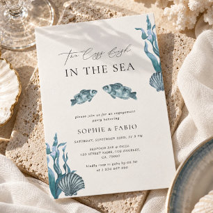 Invitation Deux poissons de moins dans la mer Monogramme Fête