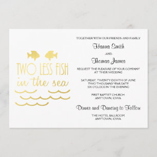 Invitation Deux poissons de moins dans le Mariage marin