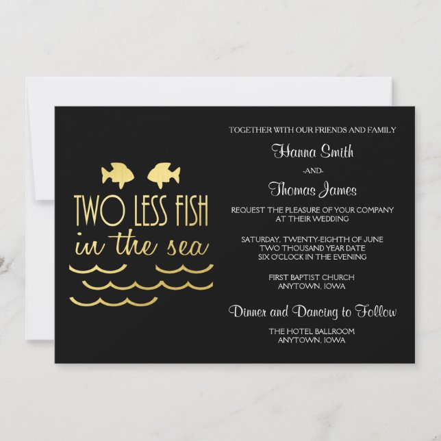 Invitation Deux poissons de moins dans le Mariage marin (Devant)