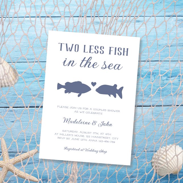 Invitation Deux Poissons En Moins Dans La Mer Couples Douche (Two Less Fish In The Sea Couples Shower Invitation)