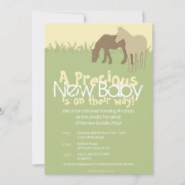 Invitation Deux Ponts Brown Baby shower jaune (Devant)