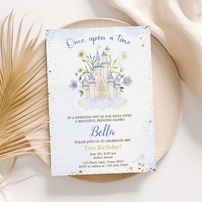 Invitation Deux pour toujours une princesse Château 2e annive (Créateur téléchargé)
