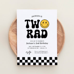 Invitation Deux Rad Checker Happy Face 2e anniversaire