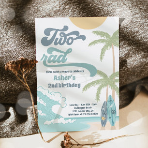 Invitation Deux Rad Retro Surf Beach 2e fête d'anniversaire