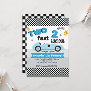 Invitation Deux rapides 2 curieux Anniversaire garçon voiture