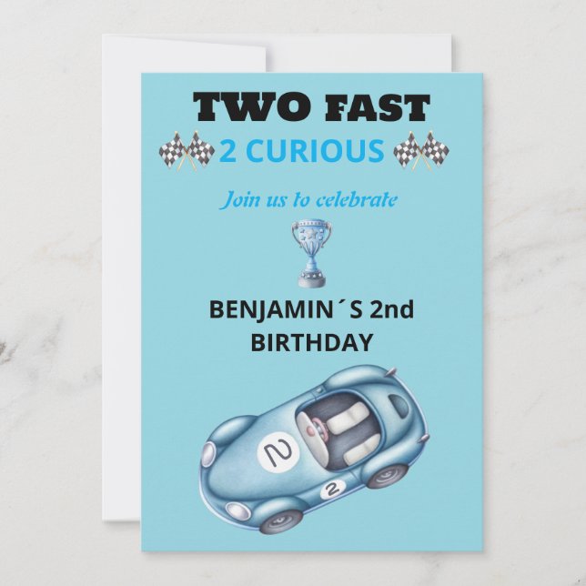 Invitation Deux Rapides 2 Curieux Voiture de Course Invitatio (Devant)