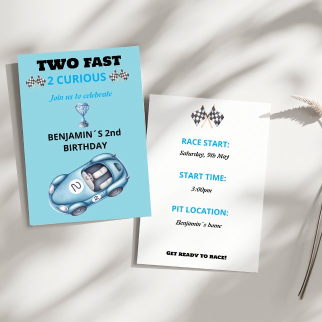 Invitation Deux Rapides 2 Curieux Voiture de Course Invitatio (Créateur téléchargé)