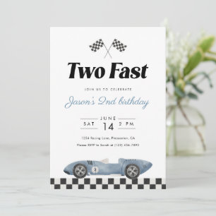 Invitation Deux Rapides 2e Anniversaire Vintage Voiture de Co