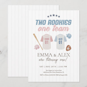 Invitation Deux recrues une équipe Baseball Anniversaire des