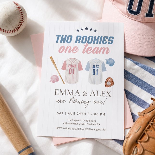 Invitation Deux recrues une équipe Baseball Anniversaire des  (Créateur téléchargé)