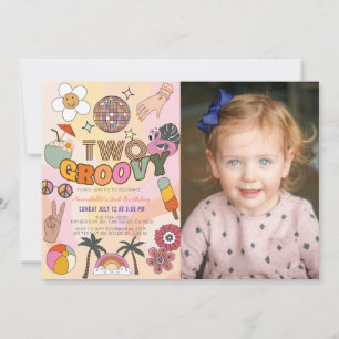 Invitation Deux Retro Super Photo 2e anniversaire