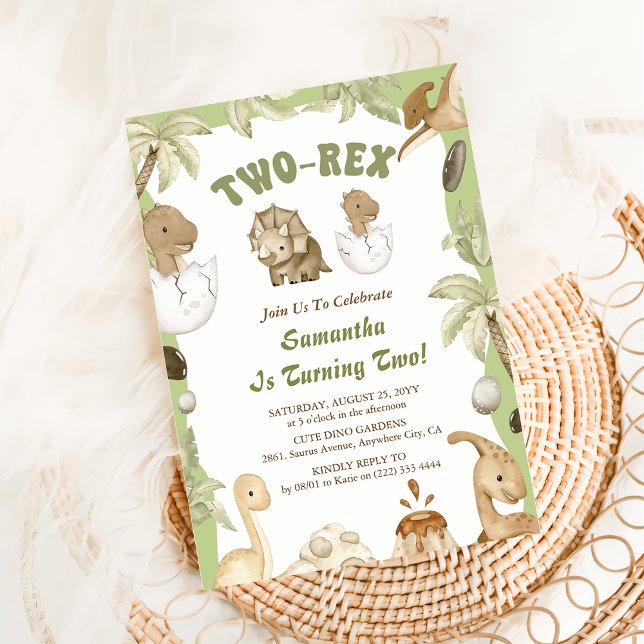 Invitation Deux Rex Dinosaur Boy 2e fête d'anniversaire (Créateur téléchargé)
