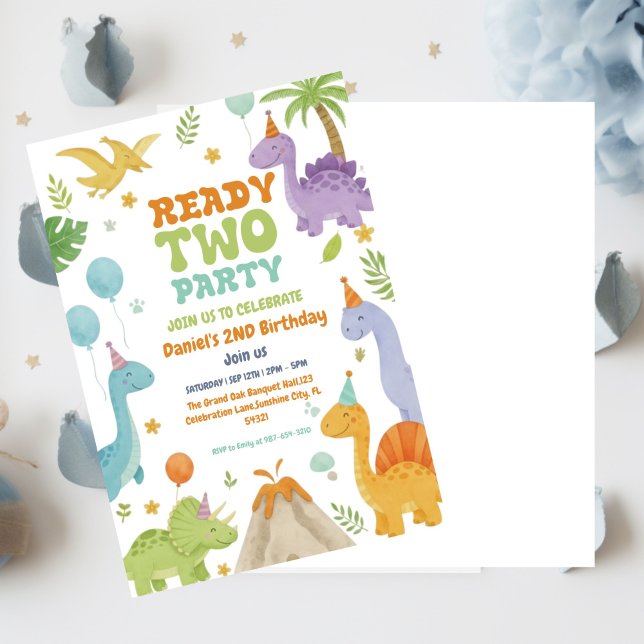 Invitation Deux Rex Ready Deux Fêtes, Garçon Deuxième Fête An (Créateur téléchargé)
