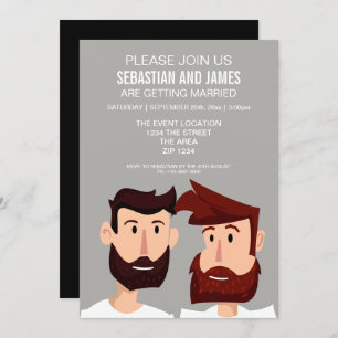 Invitation Deux Salles Avec Des Oreilles Cartoon Gay Mariage