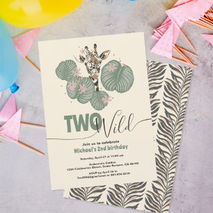 Invitation Deux sauvages mignons girafe fête d'anniversaire