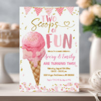 Deux Scoops De Glace Rose Fun Fête Anniversaire
