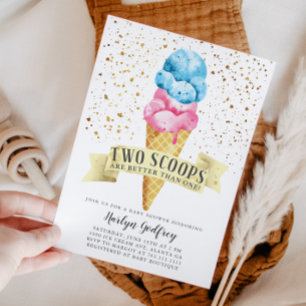 Invitation Deux Scoops Twin Boy et Girl Baby shower