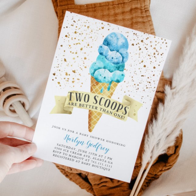 Invitation Deux Scoops Twin Boys Ice Cream Baby shower (Créateur téléchargé)
