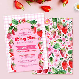 Invitation Deux soeurs Joint Strawberr Berry Premier annivers
