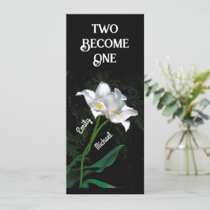 INVITATION "DEUX SONT DEVENUS UN" —2 TULIPS BLANCS INTERTWINA