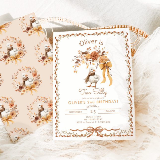 Invitation Deux sots chou Goose Boy 2e anniversaire (Créateur téléchargé)