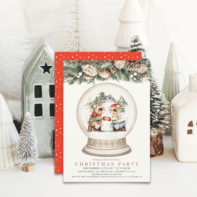 Invitation Deux souris à la fête de Noël du Globe des neiges (Créateur téléchargé)
