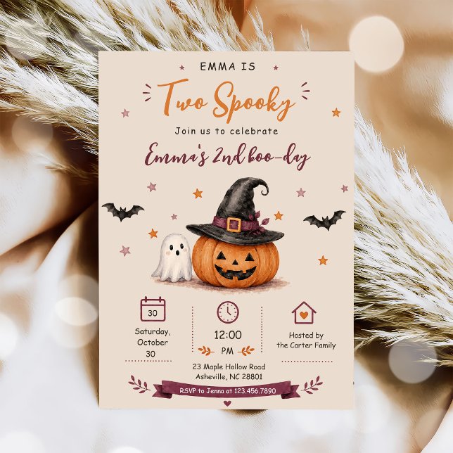 Invitation Deux Spook Anniversaire Halloween (Créateur téléchargé)