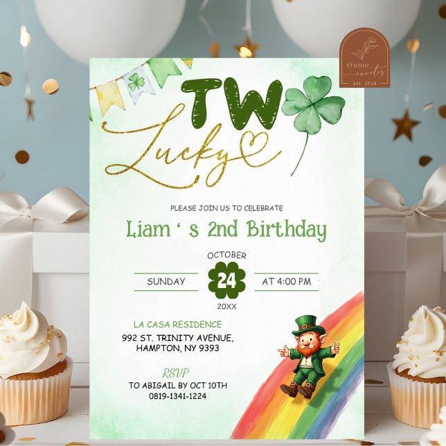 Invitation Deux St Patricks Chanceux Anniversaire (Créateur téléchargé)