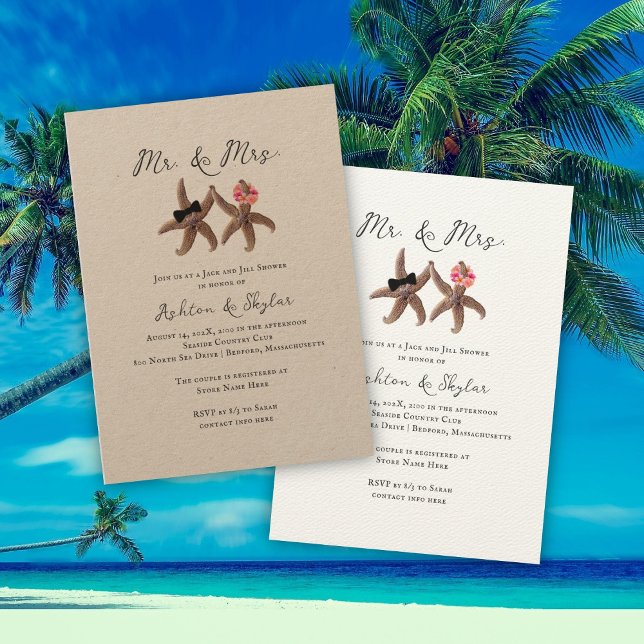 Invitation Deux Starfish Mr et Mme Couples Shower Invitatio (Créateur téléchargé)