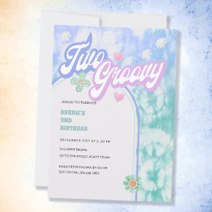 Invitation Deux Super Pastel Tie Dye 2e fête d'anniversaire