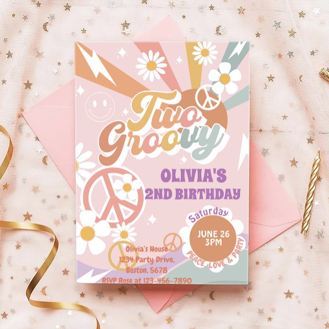 Invitation Deux Super Peach Love Party 2nd Birthday Invitatio (Créateur téléchargé)