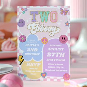 Invitation Deux Super Preppy Varsity Patch 2e fête d'annivers