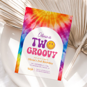 Invitation Deux Super Retro Tie Dye 2e anniversaire