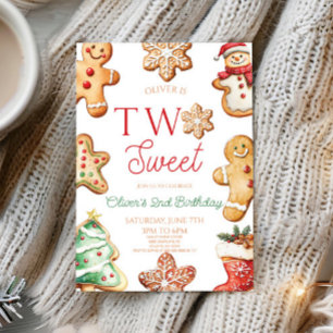 Invitation Deux Sweet Gingerbread Cookie 2ème Fête d'annivers