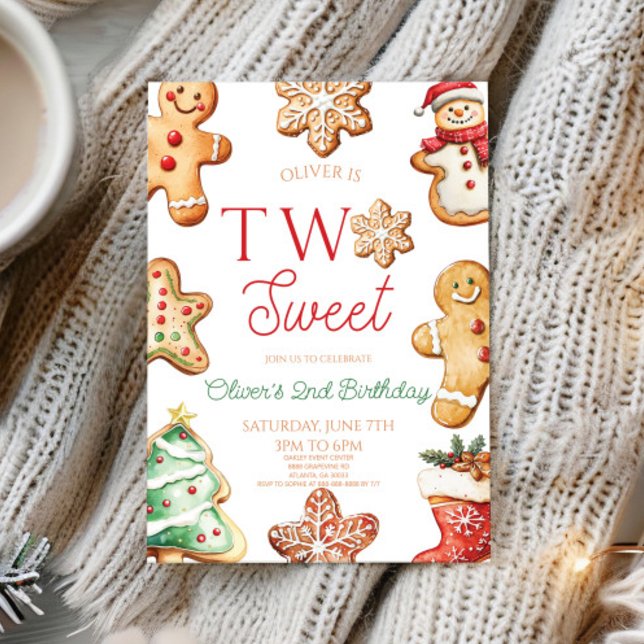 Invitation Deux Sweet Gingerbread Cookie 2ème Fête d'annivers (Créateur téléchargé)