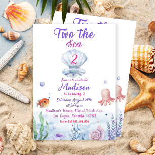 Invitation Deux The Sea Mermaid 2e fête d'anniversaire