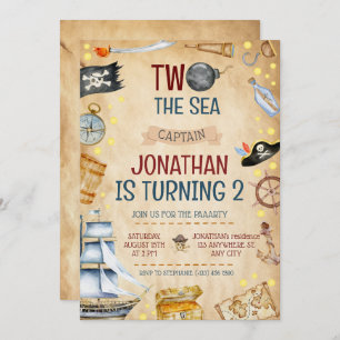 Invitation Deux The Sea Pirate Ship 2e fête d'anniversaire