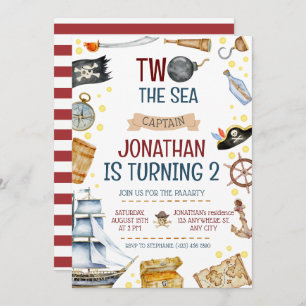 Invitation Deux The Sea Pirate Ship 2e fête d'anniversaire