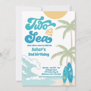 Invitation Deux The Sea Retro Surfboard Beach 2e anniversaire