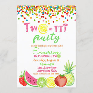 Invitation deux to frutti 2e anniversaire Tutti Frutti waterc