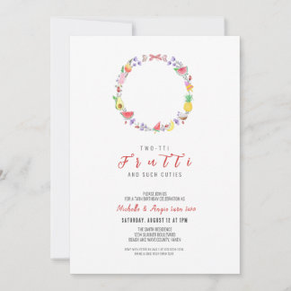 Invitation Deux tti Fruitti Twin Anniversaire, Été 2 Annivers