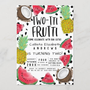 Invitation Deux tti Frutti Cute Fruit Aquarelle 2e anniversai
