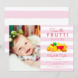 Invitation Deux tti Frutti, photo rose du 2e anniversaire tro