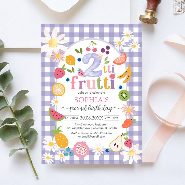 Invitation Deux-tti Frutti Twotti Fruit Tropical 2e Anniversa (Créateur téléchargé)