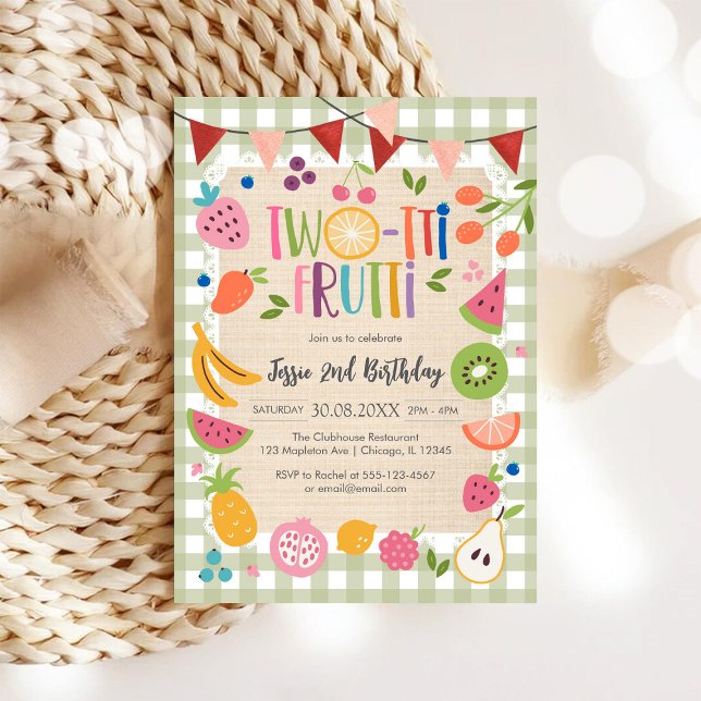 Invitation Deux-tti Frutti Twotti Fruit Tropical 2e Anniversa (Créateur téléchargé)