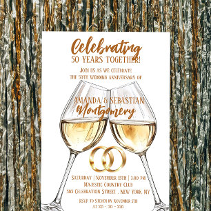 Invitation Deux verres à Clinking 50e anniversaire de Mariage