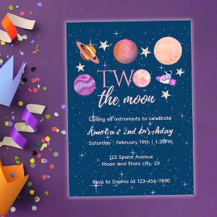 Invitation Deux vers la Lune Navire de l'Espace Planètes 2èm